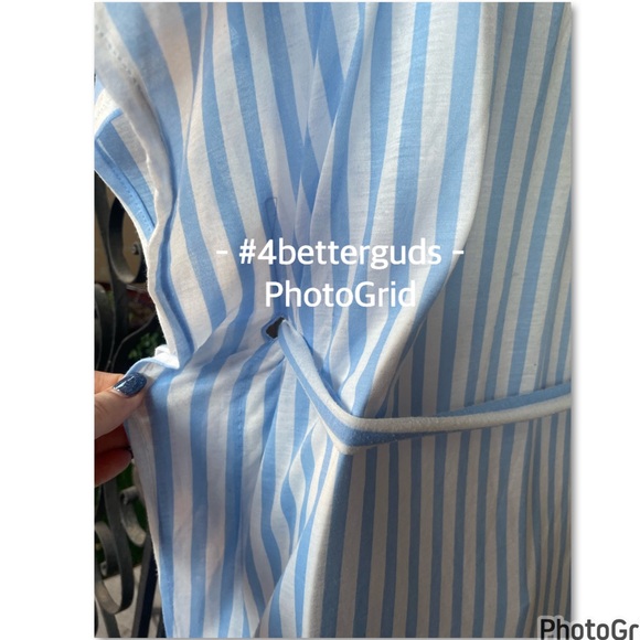 H&M Striped V-Neck Tunic Belted Tie Waist Swimsuit Cover Up Very Oversized MD - Picture 7 of 14